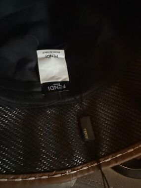 Fendi Black and Brown Hat with Branded Tag